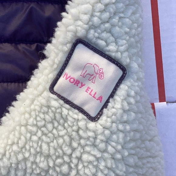 IVORY ELLA FLEECE PUFFER JACKET COAT HOODIE MEDIUM 3/4 ZIP - Picture 4 of 6